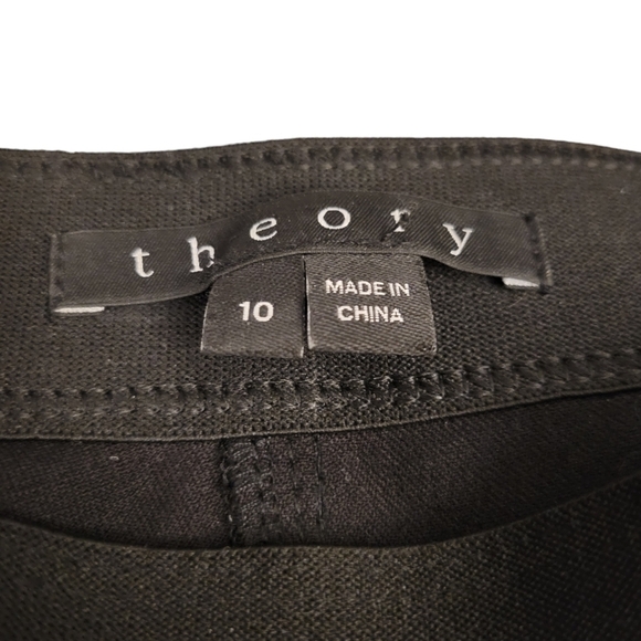 Theory 'Cullen' Lamb Leather and Twill Knit Pants Women's Size 10 Suede Leggings - Picture 3 of 12